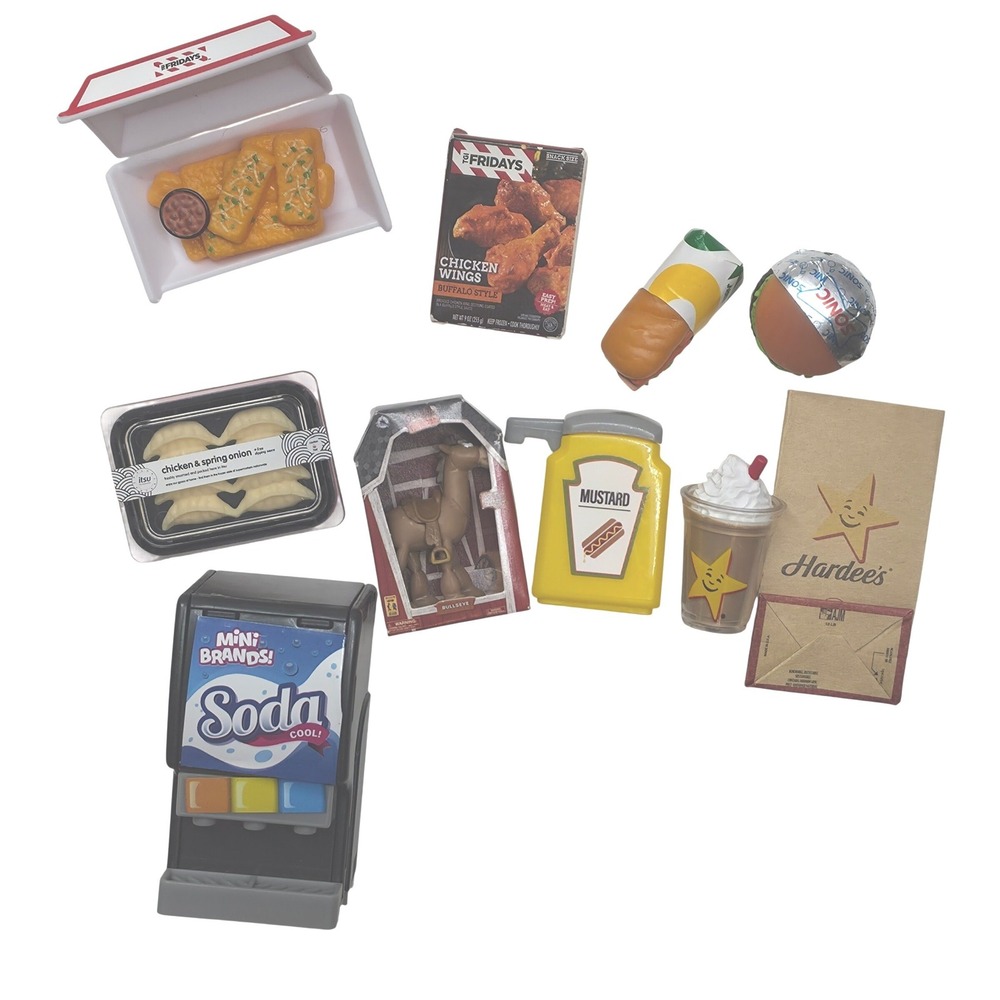 Zuru 5 Surprise Foodie Mini Brands‎ Lot Soda Machine Hardees TGI Fridays Subway